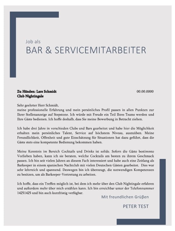 1 Bar- und Servicepersonal m_w