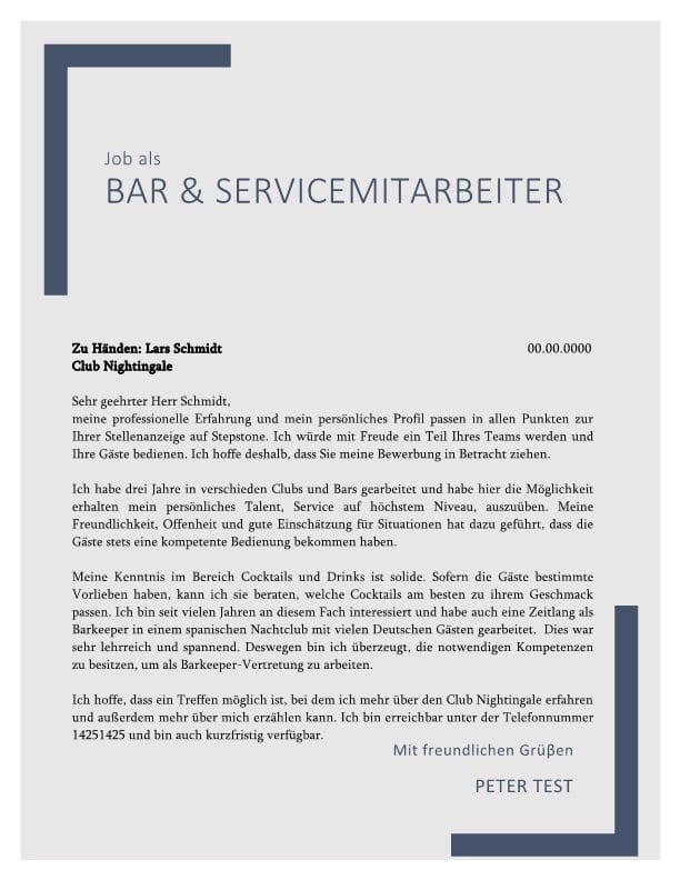 1 Bar- und Servicepersonal m_w