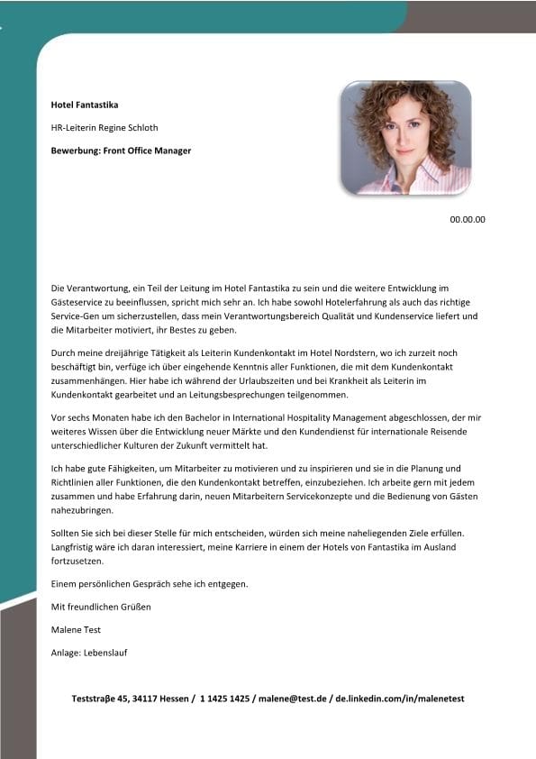 Front Office Manager M w CV Bewerbung