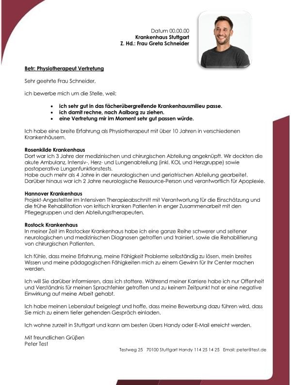 Physiotherapeut m/w für das Krankenhaus Vertretung