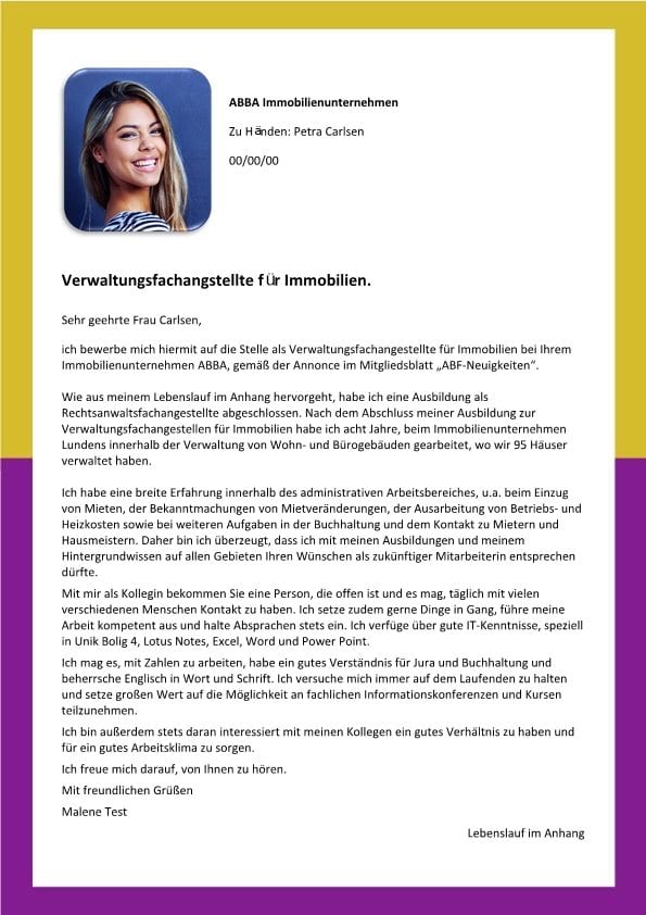 Verwaltungsfachangestellte Fur Immobilien Cv Bewerbung