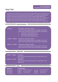 CV-Vorlage Textfelder - lila