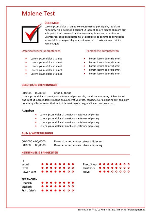 Lebenslauf mit Checkmark