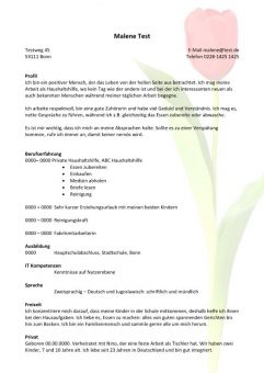 Lebenslauf chronologisch mit Profil - Tulpe
