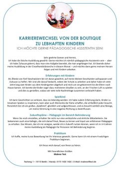 1 Pädagogische Assistentin - Karrierewechsel von der Boutique zu lebhaften Kindern